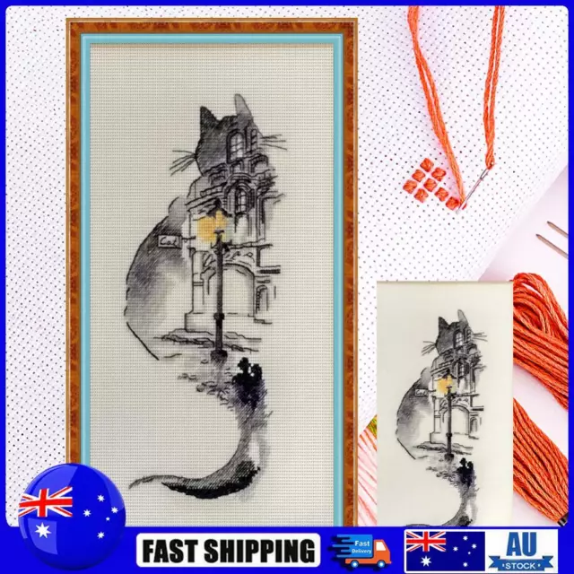 Ink Cat Building DIY Cotton Thread Partial Cross Stitch DIY Handmade Needlework