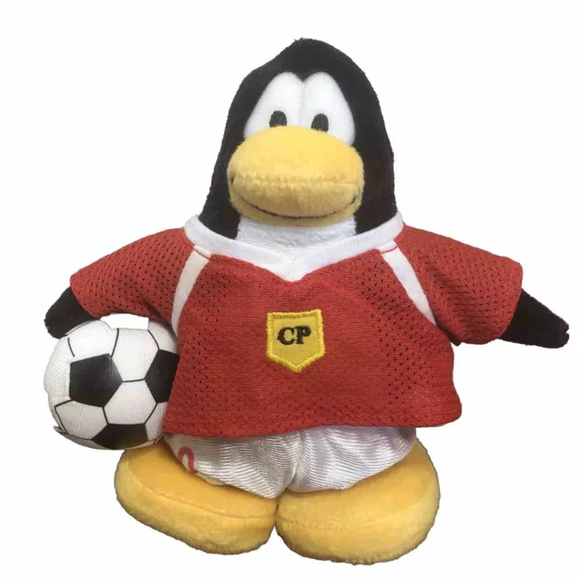 Vintage Disney Club Penguin Soccer Player 7" Plush Stuffed Toy