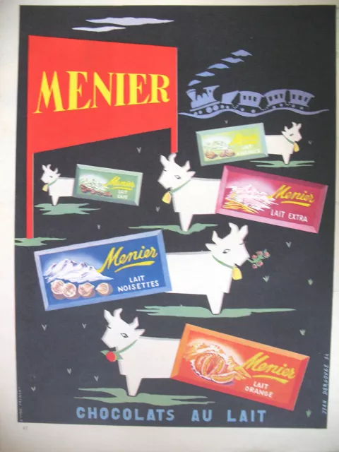 Publicite De Presse Menier Chocolats Au Lait Illustration Jean Dargouge Ad 1954