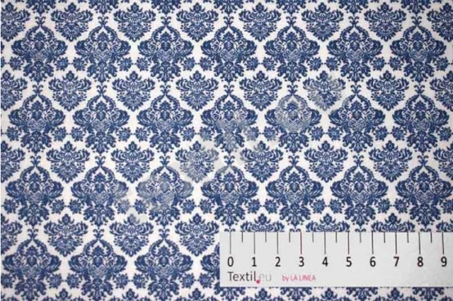 Meterware, ab 0,5 m:  Baumwoll-Blaudruck "Ornamente", 150 cm breit, EUR 10,00/qm