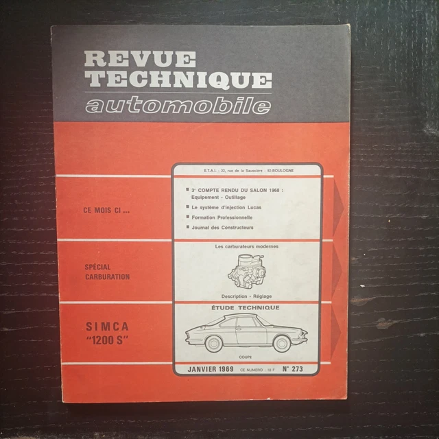 Simca 1200 S bertone coupe Revue Technique Automobile rta