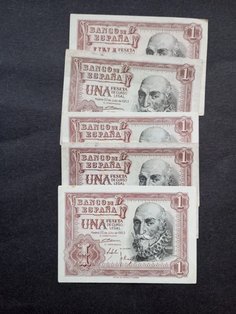 Spain 5 X 1 Peseta 1953  Banknote