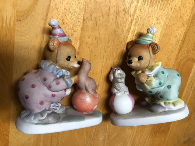 VINTAGE Homco #8881 Circus Bears Set of 2 Figurines Clown Seal Puppy Dog