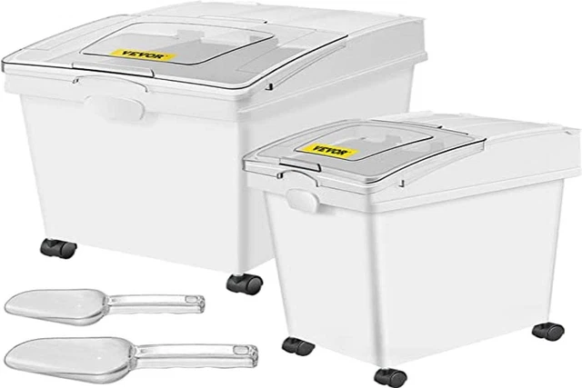 VEVOR Capacity, PP Material Flour Wheels, White Shelf Ingredient Scoop, Storage