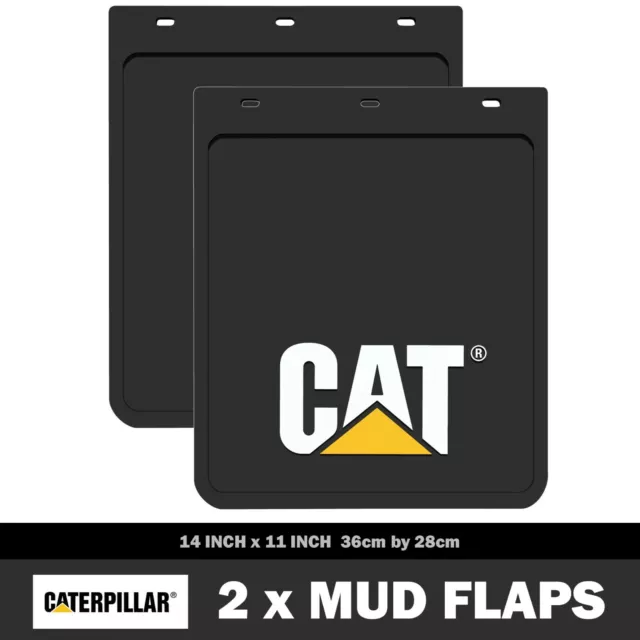 Genuine Cat Mud Flaps 36cm x 28cm Caterpillar Mudflaps 14inch x 11inch (1x Pair)