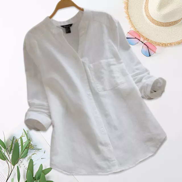 Shirt Top Long Sleeve Dress-up Sweat Absorption Shirt Women Clothing Cotton Hemp 2