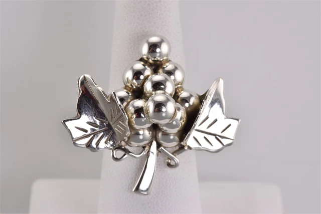 Taxco Sterling Silver Dimensional Grape Leaf Band Ring 925 12g Mex Sz: 7