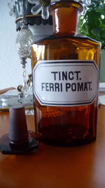 Apothekenstandgefäß    "TINCT. FERRI POMAT. "   8 eckiger Stopfen     ALT + RAR! 2