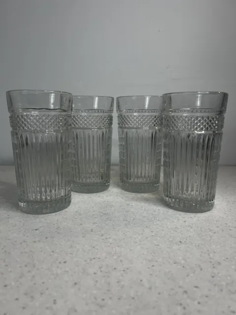 Set of 4 Vintage LIBBEY Radiant Tumbler Glasses 15 oz Iced Tea Glasses 6 1/8" T
