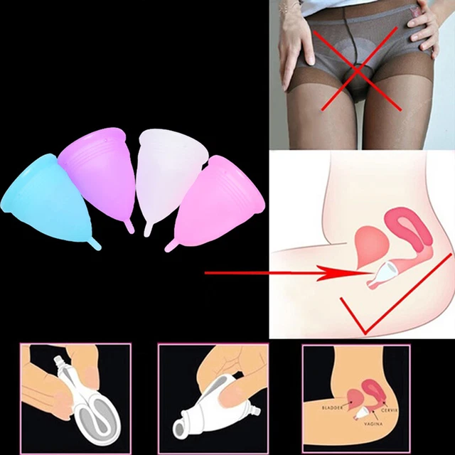 Juego de 2 copas menstruales reutilizables de silicona grandes y pequeñas período q