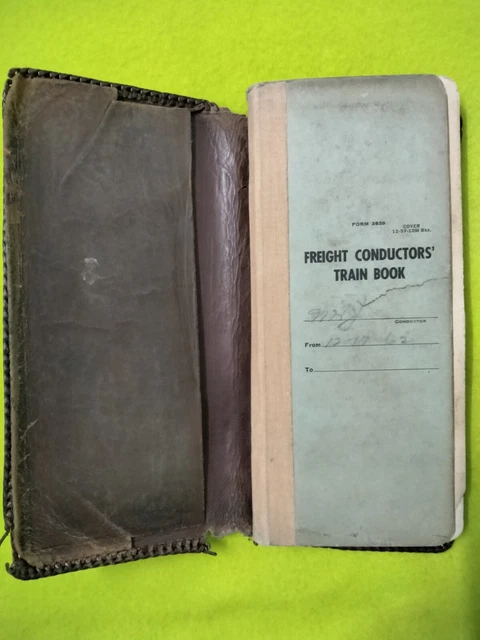 1962 Railroad Record Vintage Train Conductor's Book w/Leather Case Ephemera RARE