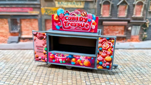 Cabina de Carnaval "Candy Tienda" Feria Rummel Puesto Como H0 Kit 1:87 Nuevo