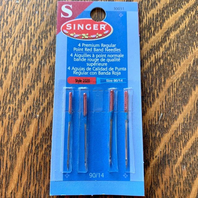 4 NUEVAS agujas estilo banda roja de punto regular Singer Premium 2020 talla 90/14 #30031