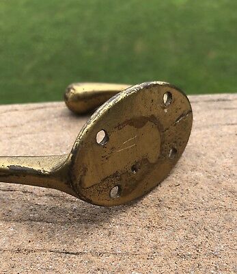 Antique Vintage Brass Coat Hook Large Double Hook 6 1/2” Rustic Decor Nice 2