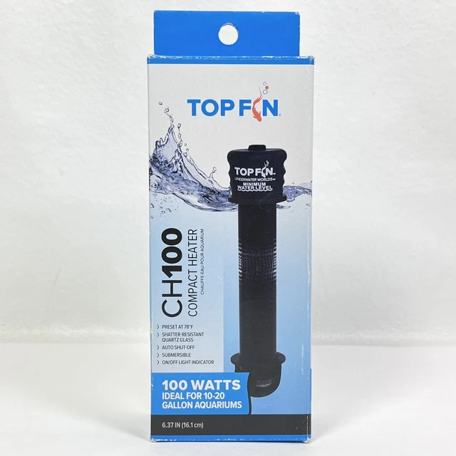 TOP FIN CH100 Compact Preset Heater 100 Watts 1020 Gallons Tanks