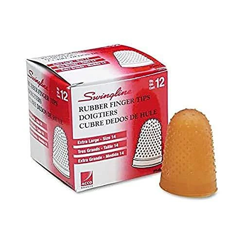 Swingline Rubber Finger Tips Finger Cots Extra Large - Size 14 Amber Finger P...