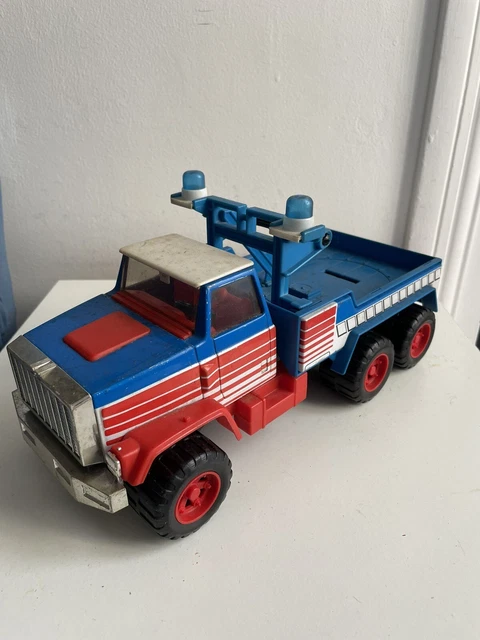 Camion Joustra Goliath Porte-autos Avec 3 Petites Voitures – Vintage, En Métal – Jouet Ancien