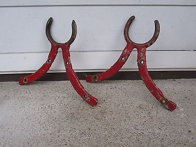 Antique Early Hand Forged Iron Paint Red Oar Locks Nyc Origin Interior Decorate