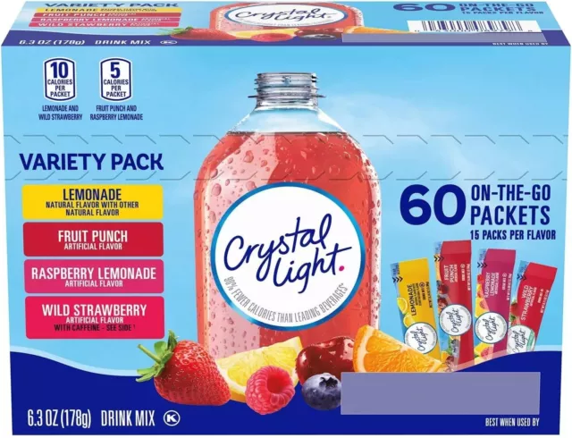 Crystal Light On-The-Go Packets Drink Mix Powdered Variety Pack (60 ct.)