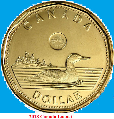 2018 Canada One Dollar Coin. Mint UNC Loonie $1 Canadian Loon