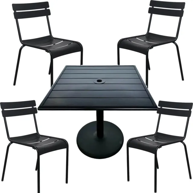 5 Piece Patio Dining Set 27.5'' Square Outdoor Commercial Table&Umbrella Hole
