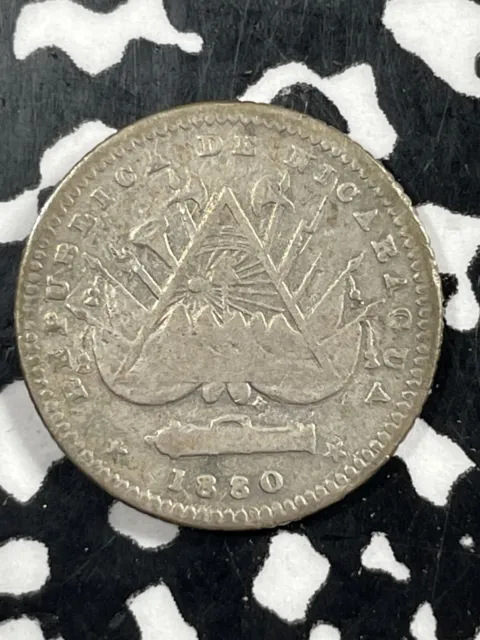 1880 Nicaragua 10 Centavos Lot#M1988 Silver!
