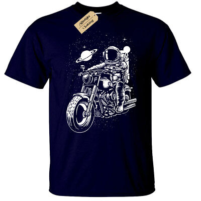 Astronaut Biker T-Shirt Mens outer space motorbike rider bike