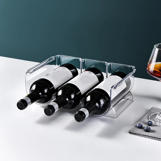 Organizador de vino para el hogar soporte de botella de plástico transparente oso de agua 3 botellas caliente