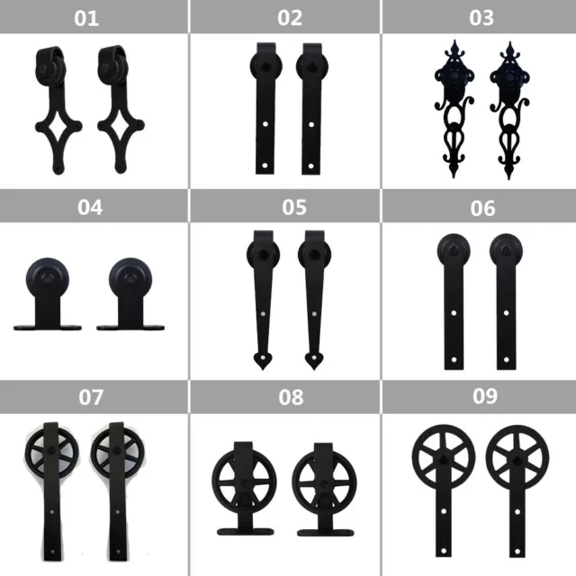 5-12FT Sliding Barn Door Hardware Roller Track Kit for Single Double Door