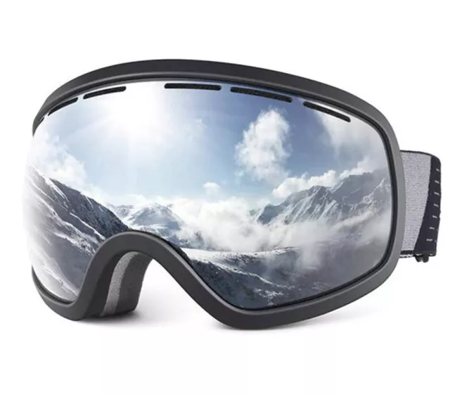 Skibrille UV400 Snowboard Rodel Brille Anti Fog Verspiegelt Damen Herren