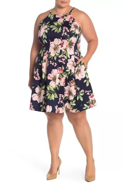 Vince Camuto Women's Plus Floral Scuba Fit & Flare Tank Dress Size 22W $138.00