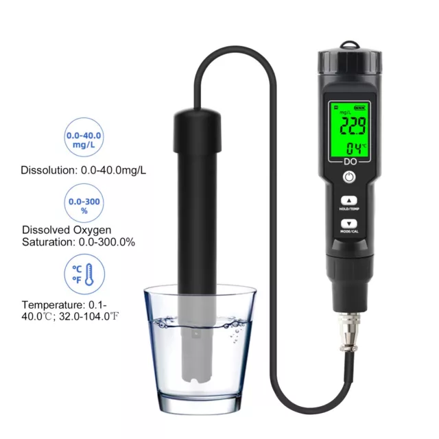 Digital Dissolved Oxygen Meter Detector DO Pen 0.0‑40.0mg/L Oxygen Concentrat YS