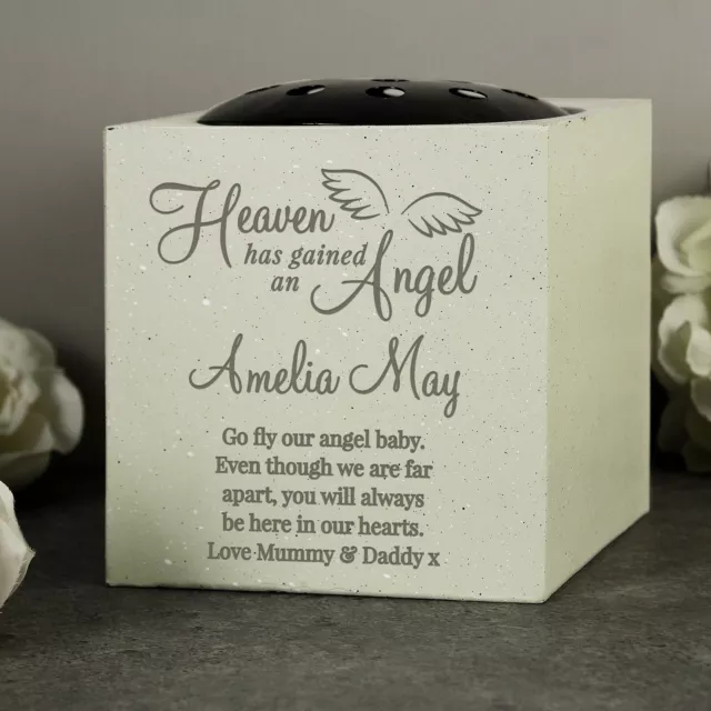 Personalised Angel Memorial Vase - Grave Flower Bowl Cemetery Holder