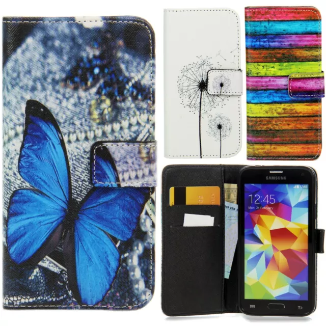 Handy Schutz Hülle Flip Cover Case Klapp Etui mit Motiv + Schutz Glas Folie