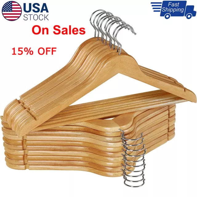 5-20 Pack Wooden Hangers Suit Hangers Premium Natural Finish Cloth Coat Hangers