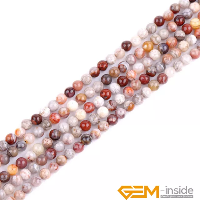 4mm Natural Mexico Crazy Lace Agate Gemstones Loose Beads For Jewelry Making 15"