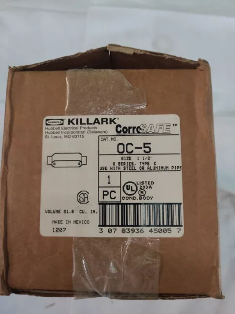 KILLARK OC-5 ALUMINUM CONDUIT BODY 1-1/2" Type C (No Cover)