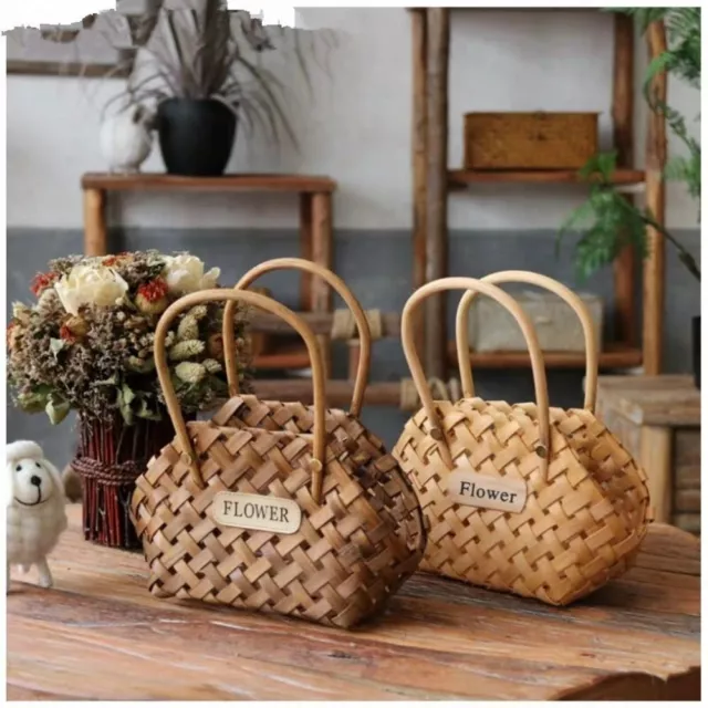 Rattan DIY Flower Baskets Storage Basket Flowers Bamboo Basket Wicker Baskets
