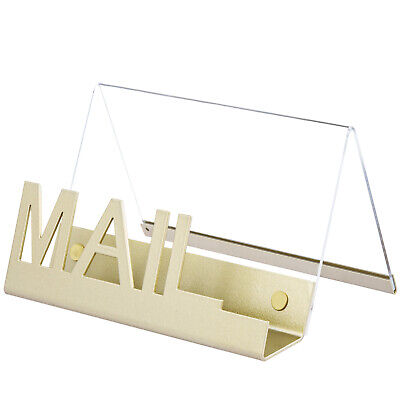 Clear Acrylic Mail Sorter, Modern Decorative Brass Metal Base Letter Holder