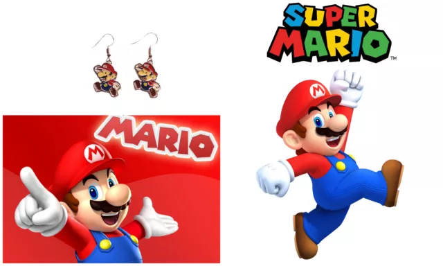 Anime Nintendo Super Mario Dangle Earrings Girl Cosplay W/Gift Box USA Seller