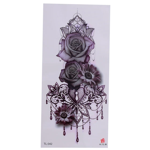 LAROI 8 Fogli Petalo 3D Fiore Rosa Adulti Tatuaggi Temporanei Donna - Foto 6