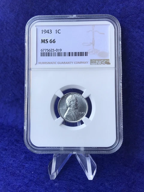 1943 STEEL LINCOLN CENT 1c WHEAT PENNY *NGC MS66 GEM BRILLIANT UNC* LUSTEROUS
