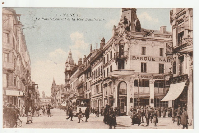 NANCY - Meurthe & Moselle - CPA 54 - le Point central - Banque de NANCY tramway