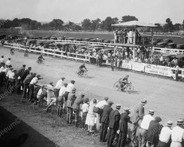 Spectators Watch Motorcycle Race Vintage 8x10 Reprint Of Old Photo