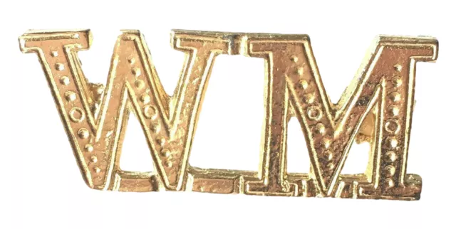 WM Worthy Master Letters Orange Order Gilt Plated Letters for Collarette