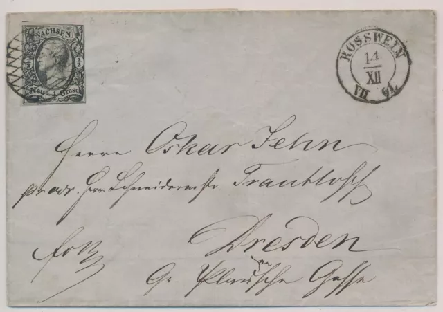 BV22408 Germany 1861 Sachsen old letter cover with nice cancels used