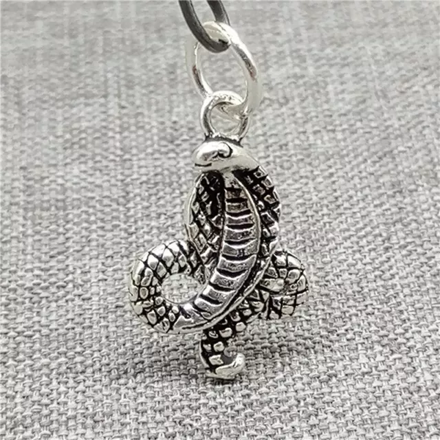 925 Sterling Silver Cobra Snake Charm Pendant for Necklace