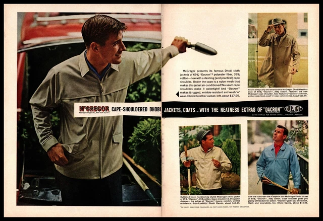 1962 McGregor Cape-Shouldered Dacron Dhobi Cloth Jackets 2-Page Vintage Print Ad