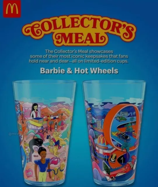 MCDONALD’S ADULT HAPPY Meal Collector Cup 2024 Barbie /Hot Wheels Glass