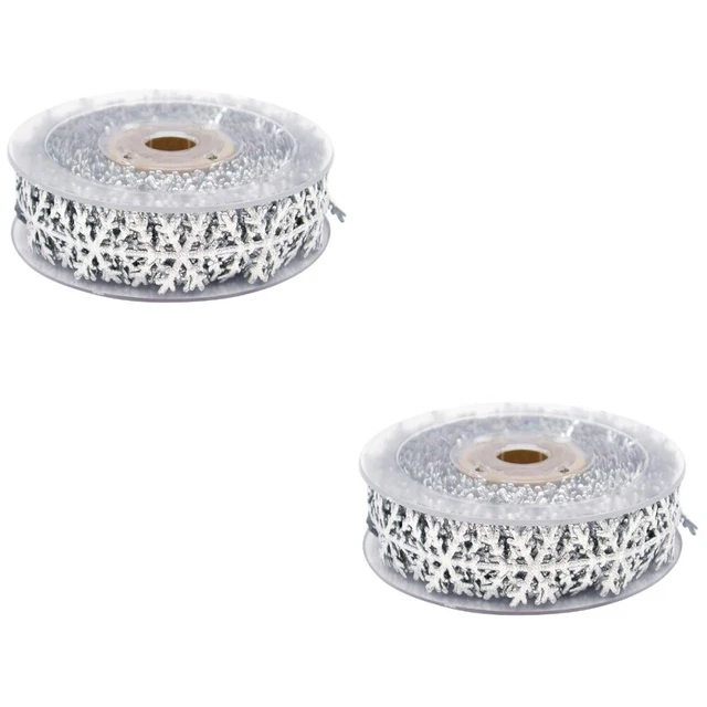 2 Pc Sewing Snowflake Ribbon Red Ribbon Gift Wrapping Glitter Ribbon Festive